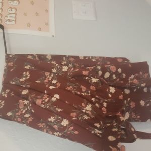 Floral print dark red pants